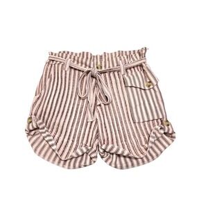 FP ONE Free People Striped‎ Ruffle Shorts High Rise Paperbag Waist XS NWOT
